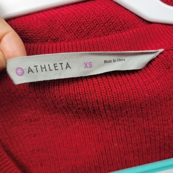 Athleta Dress Womens XS Red Merino Wool Blend V-Neck Long Sleeve Sweater Knit - Picture 7 of 9